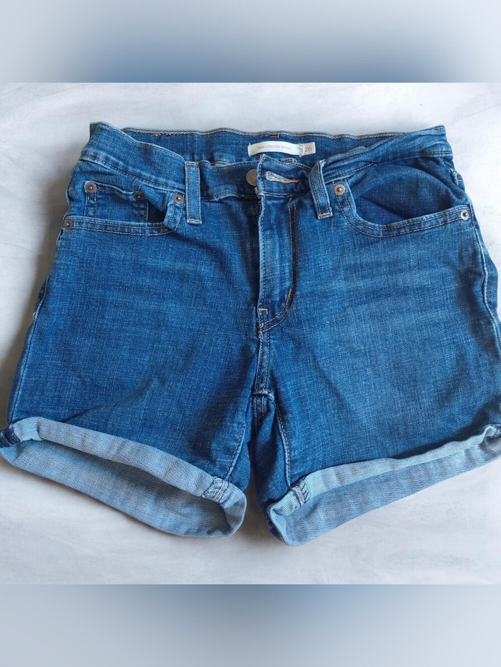 Levi Strauss Mid-Length Denim Shorts in Blue